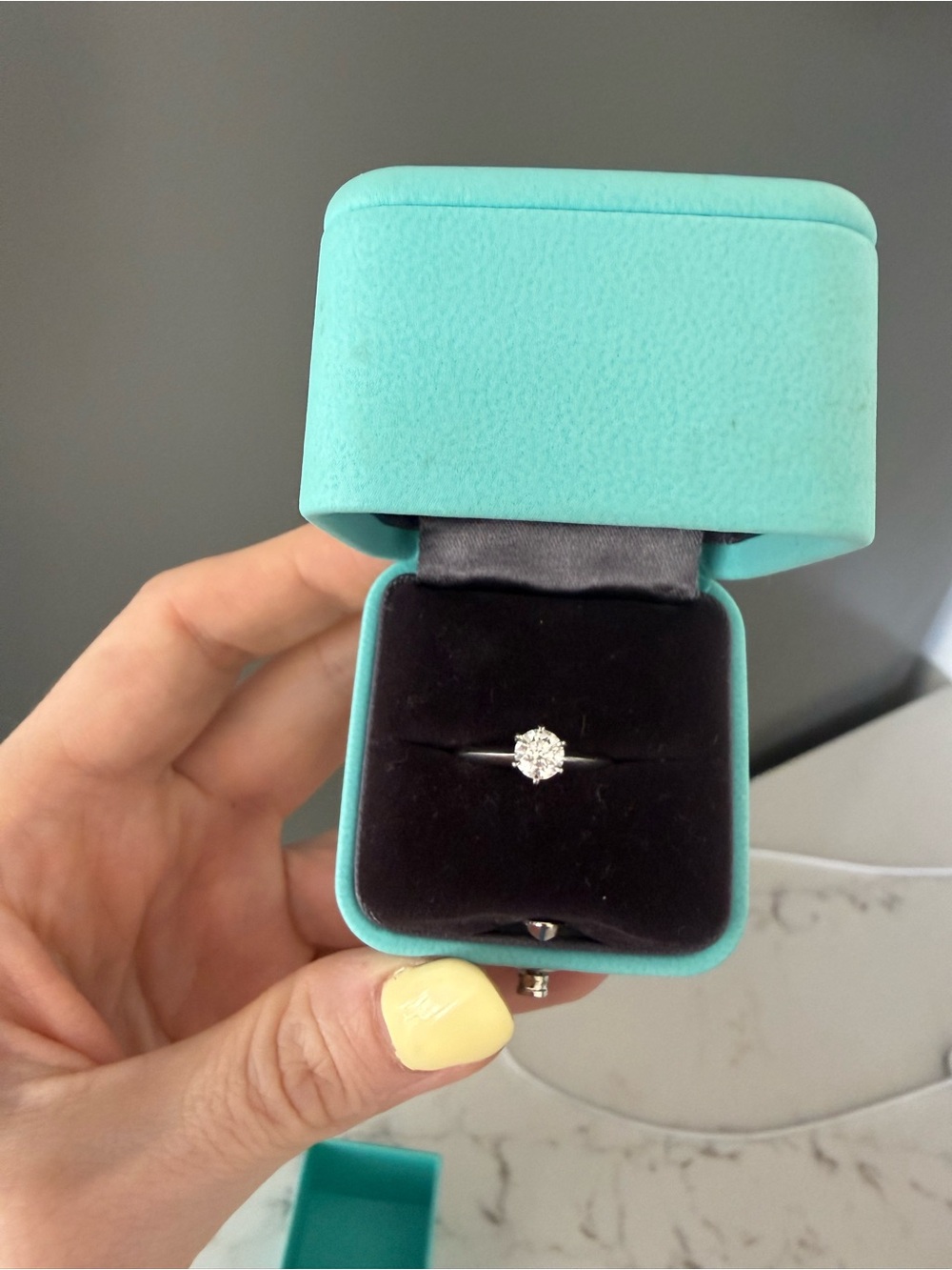 Tiffany & Co. Platinum Solitaire Ring with Tiffany Blue Box - Picture 2 of 12